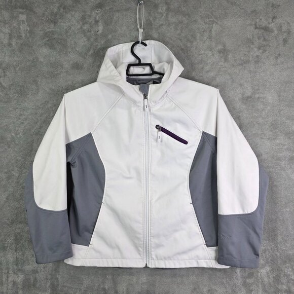 Womens Free Tech Arctic White & Gray Hooded Jacket Full Zip Polyester Size XL - Picture 2 of 11